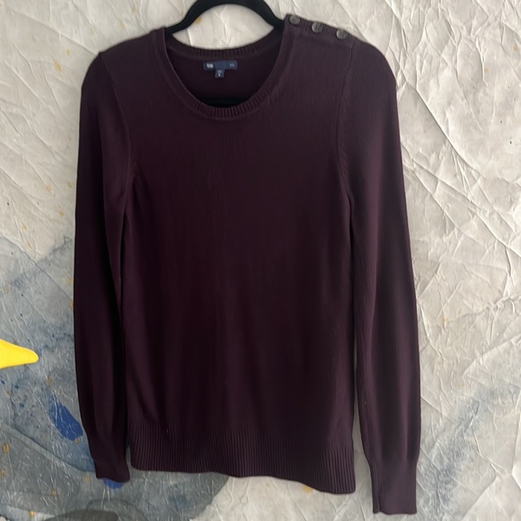 Gap Luxe Plum Sweater w/Shoulder Buttons M - Picture 2 of 11